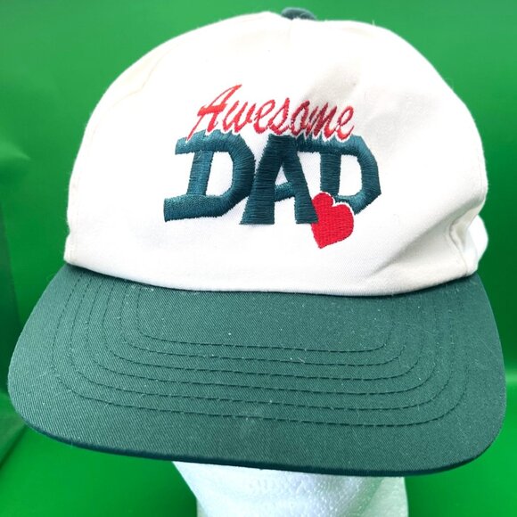 Signature Awesome DAD Embroidered Cap Green White Snapback Hat Fathers Day Gift - Picture 1 of 9